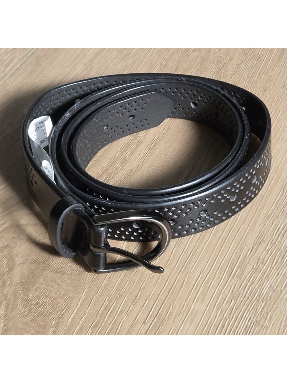 Target Black Perforated Faux Leather Silver Belt Buckle Womens Size Large